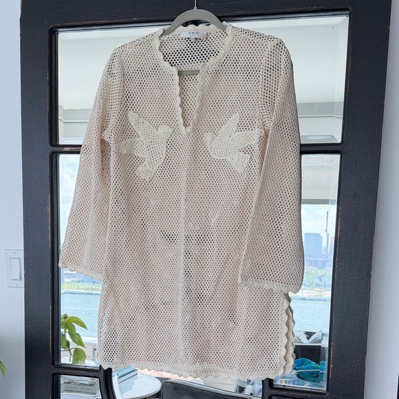 Sea Other - SEA Cream Crochet Cover-Up with Dove Appliqués